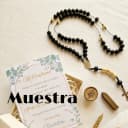 Rosario Artesanal Negro y Dorado confeccionado a mano con cuentas de cristales facetados y hematites doradas que marcan los misterios presentación para regalo: Incluye tarjeta conmemorativa personalizada (con nombre, oración y fecha del eve